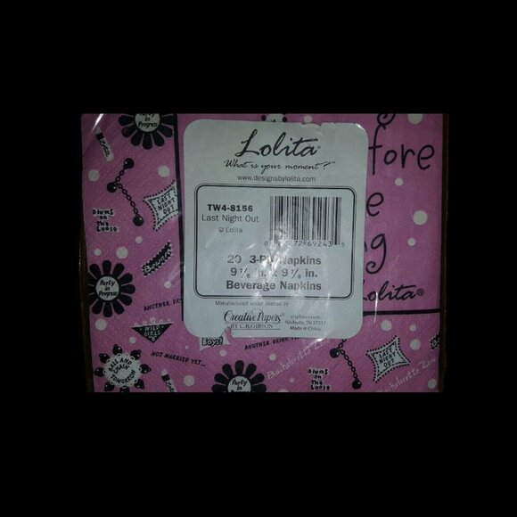 Lolita Cocktail Beverage Napkins - Fling Before The Ring, Set of 3 Packs New - Picture 3 of 4